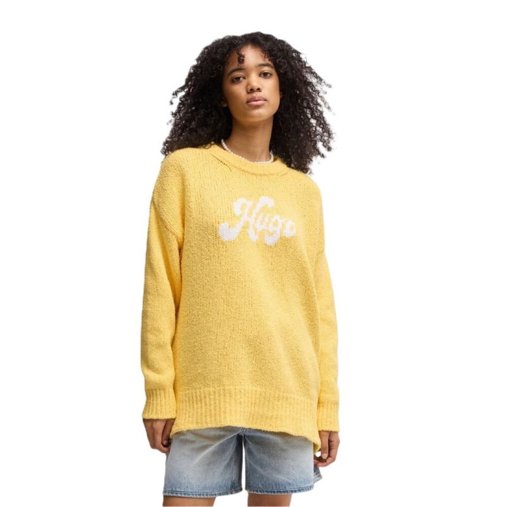 Hugo Womens/Ladies Sareedi Lettering Oversized Sweatshirt / Yellow
